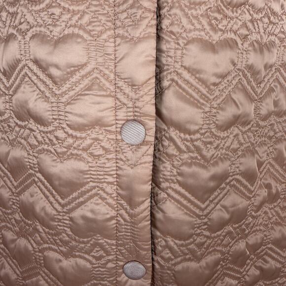 KATE SPADE Reversible Quilted Heart Satin Black Pink Ruffle Hem Jacket Coat M - Picture 16 of 16